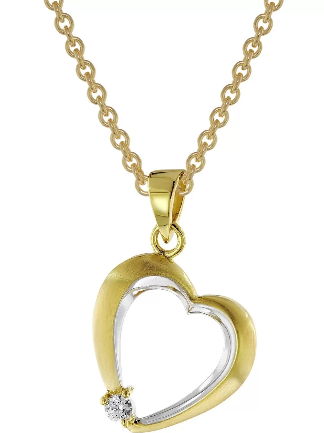 trendor Herz-Anhanger Mit Zirkonia Gold 585 Mit Goldplattierter Kette | Damenschmuck