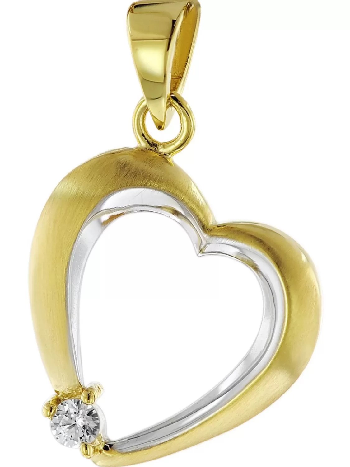trendor Herz-Anhanger Mit Zirkonia Gold 585 Mit Goldplattierter Kette | Damenschmuck
