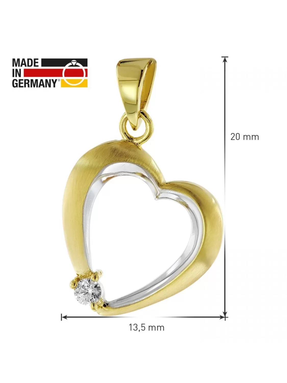 trendor Herz-Anhanger Mit Zirkonia Gold 585 Mit Goldplattierter Kette | Damenschmuck