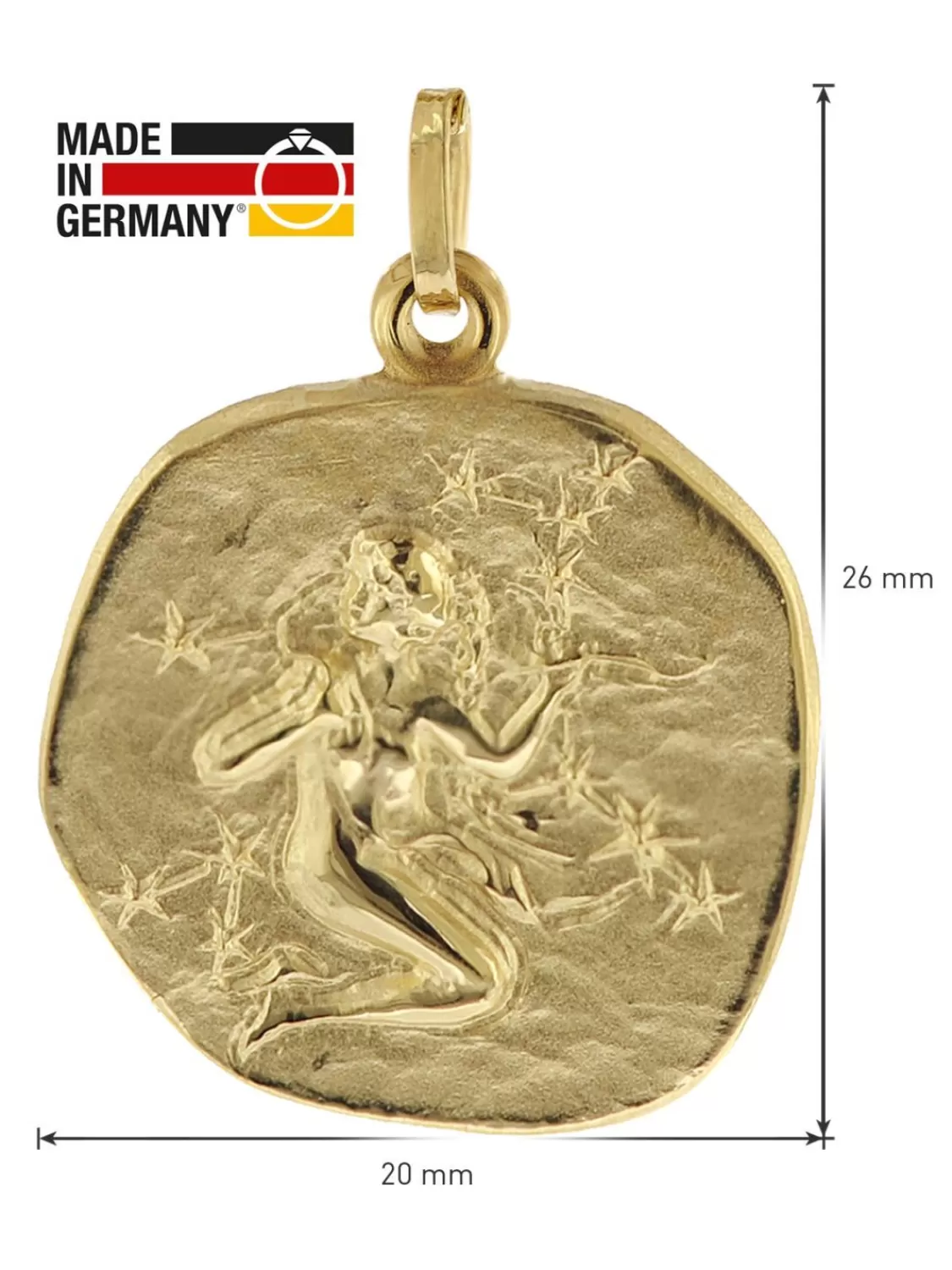 trendor Jungfrau Sternzeichen O 20 Mm Mit 333/8K Goldkette Fur Herren | Herrenschmuck