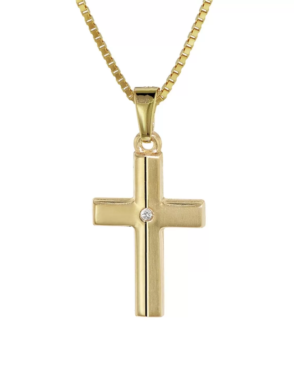 trendor Kinder Kreuz Gold 333 Mit Zirkonia Und Goldplattierte Kette | Kinderschmuck