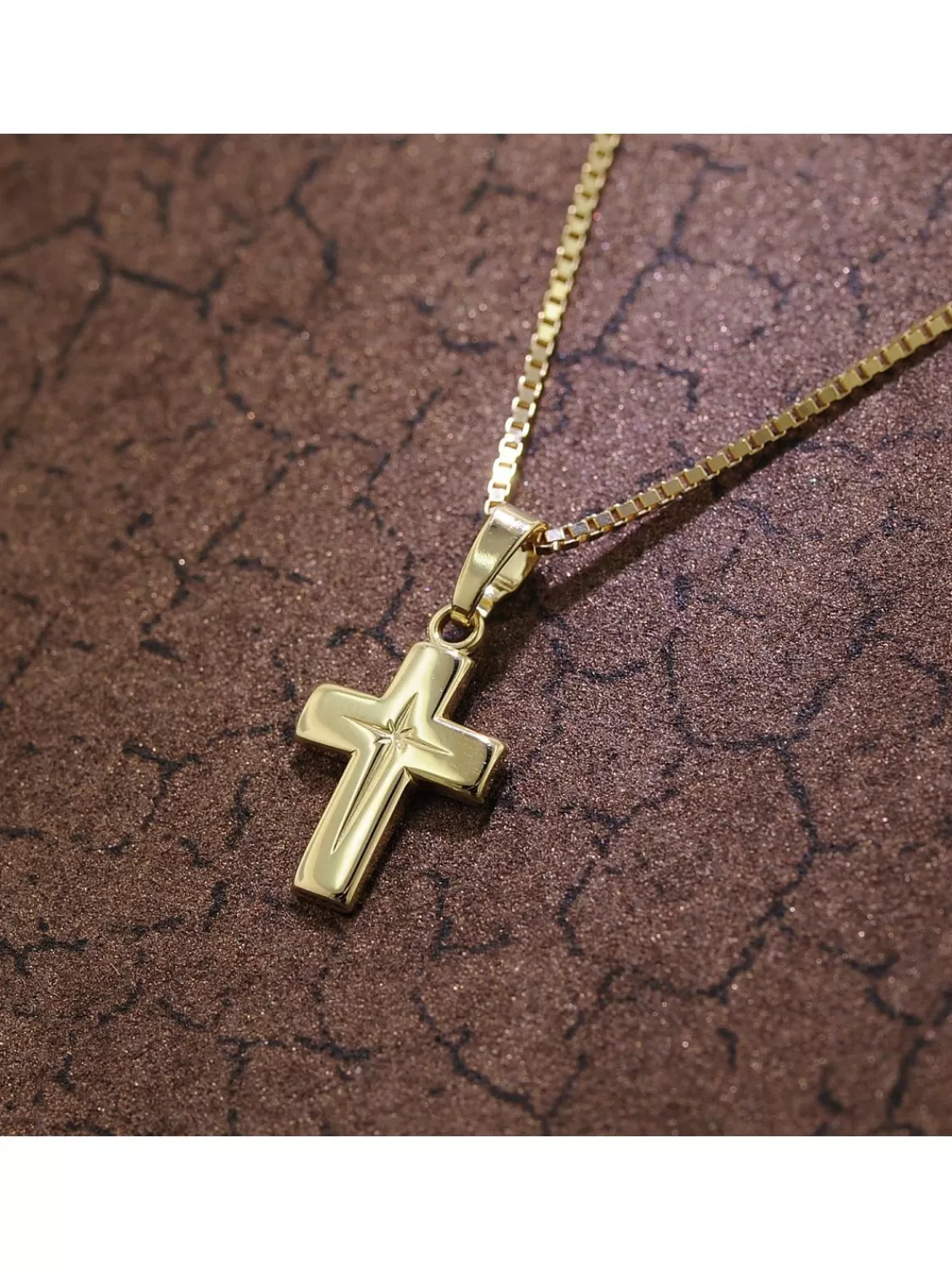 trendor Kinder Kreuz-Anhanger Gold 333 (8 Karat) + Plattierte Halskette | Kinderschmuck