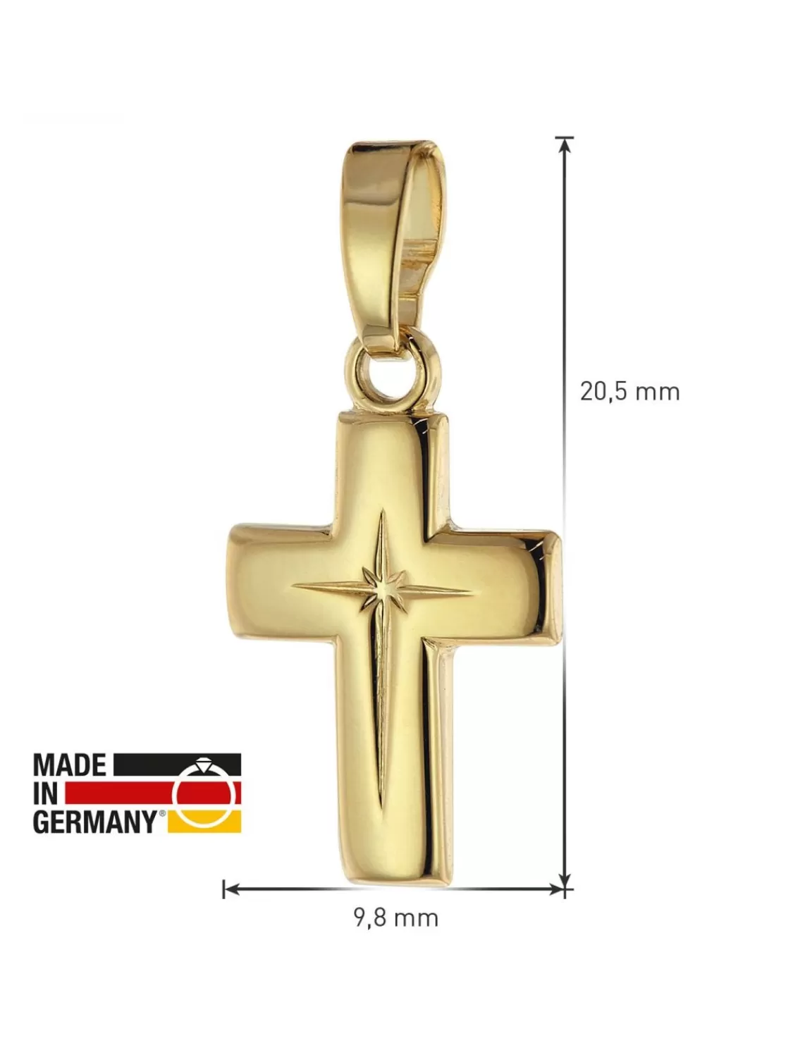 trendor Kinder Kreuz-Anhanger Gold 333 (8 Karat) + Plattierte Halskette | Kinderschmuck