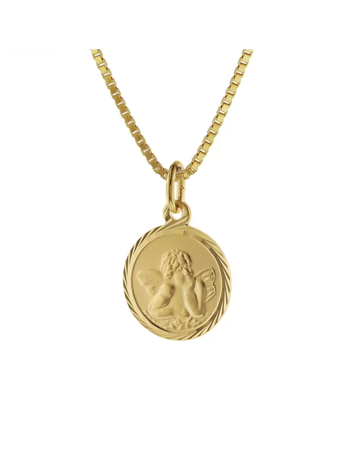 trendor Kinder Schutzengel Anhanger Gold 585 Mit Goldplattierter Kette | Kinderschmuck