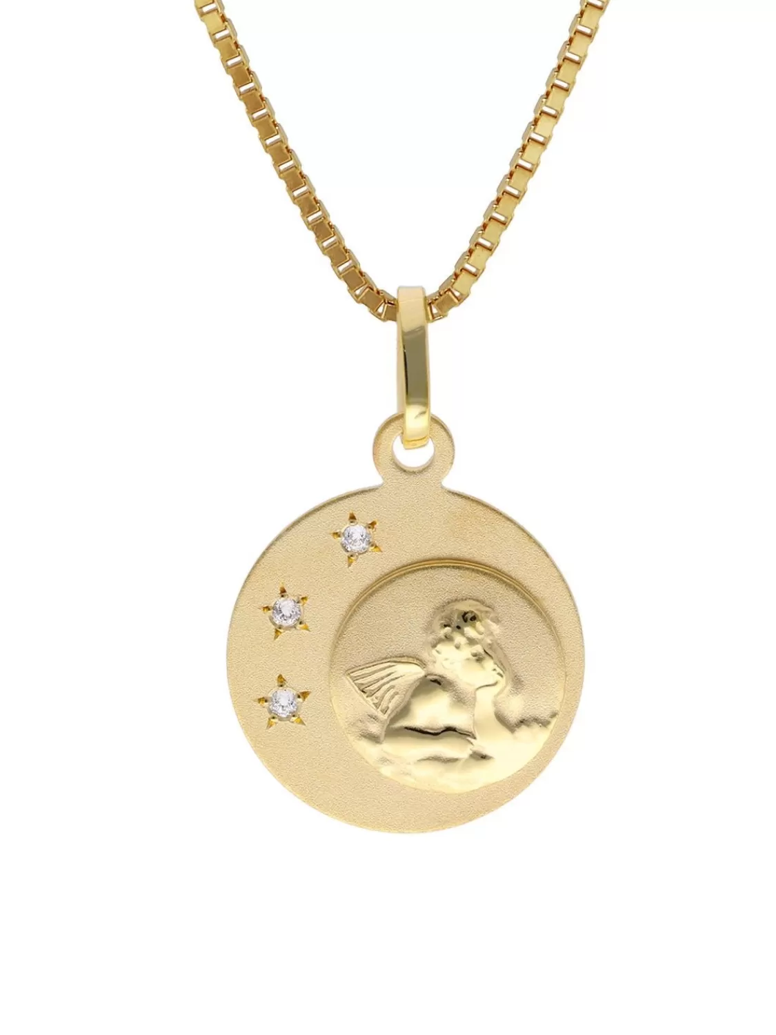 trendor Kinder-Anhanger Amor Gold 333 Mit Vergoldeter Silber-Halskette | Kinderschmuck