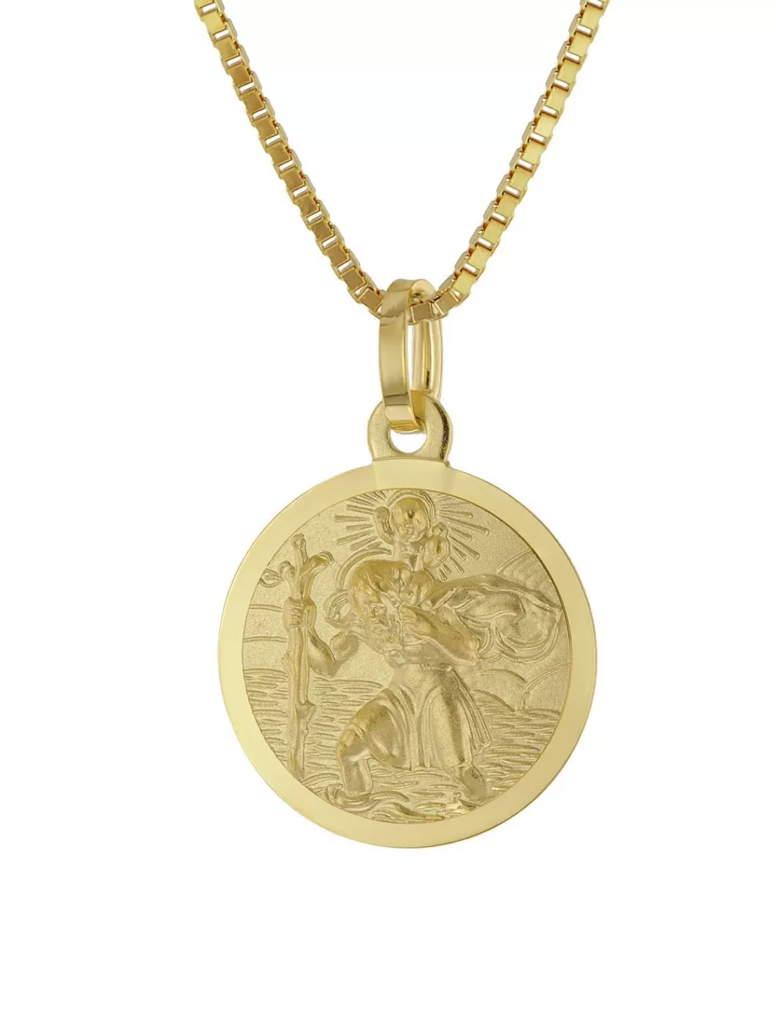 trendor Kinder-Anhanger Christophorus Gold 585 Mit Vergoldeter Halskette | Kinderschmuck