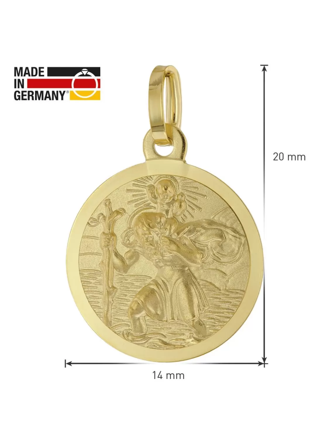 trendor Kinder-Anhanger Christophorus Gold 585 Mit Vergoldeter Halskette | Kinderschmuck