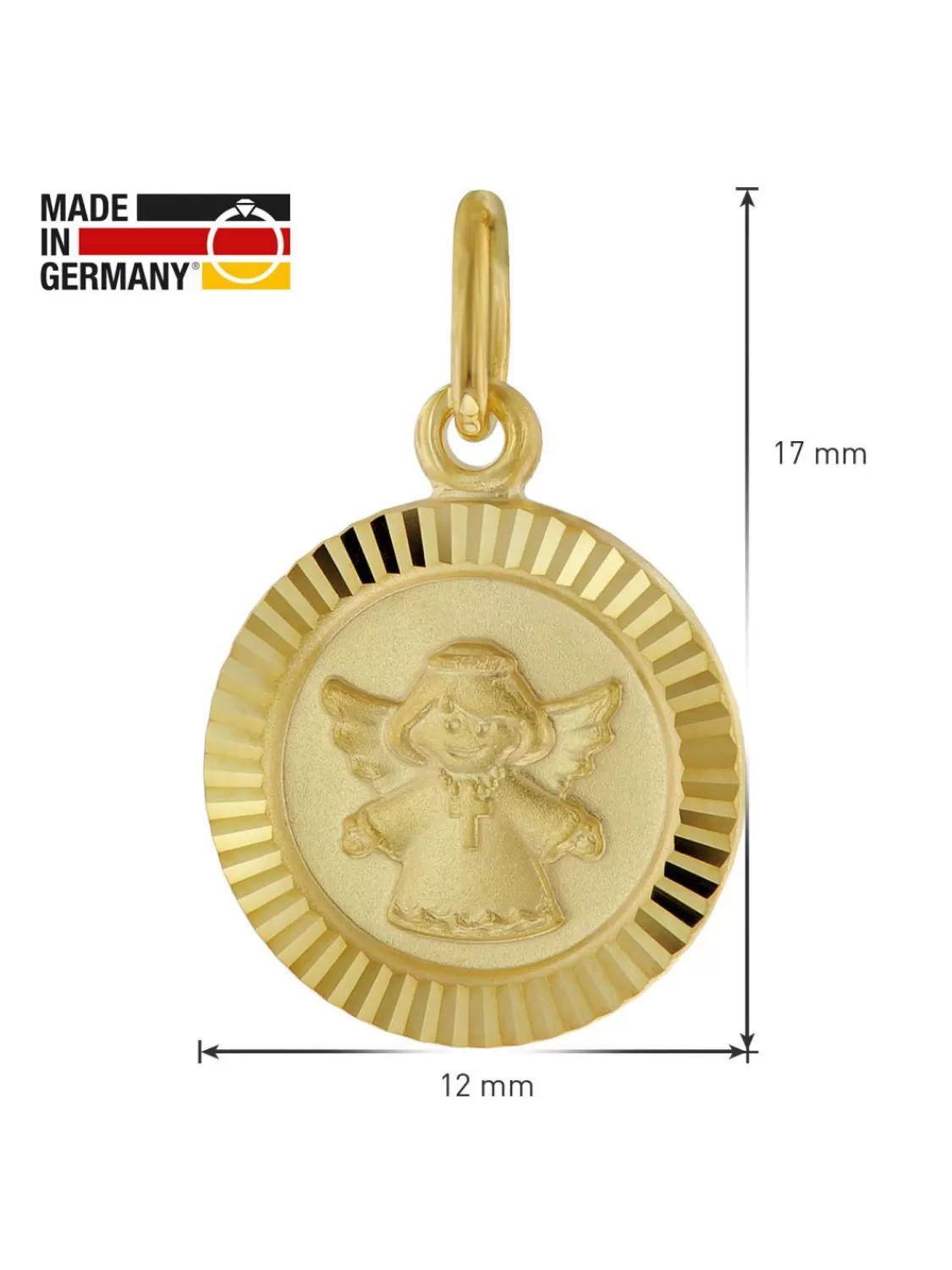 trendor Kinder-Anhanger Engel Gold 750 (18K) Mit Vergoldeter Silberkette | Kinderschmuck