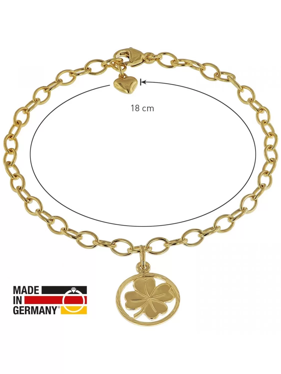 trendor Kinder-Armband Mit Kleeblatt 925 Silber Goldplattiert 18 Cm | Kinderschmuck