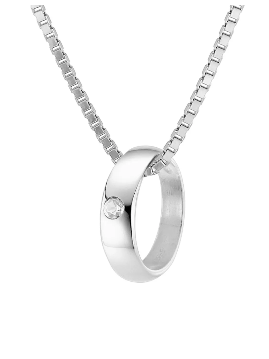 trendor Kinder-Halskette Mit Taufring 925 Silber Mit Synth. Zirkonia | Kinderschmuck