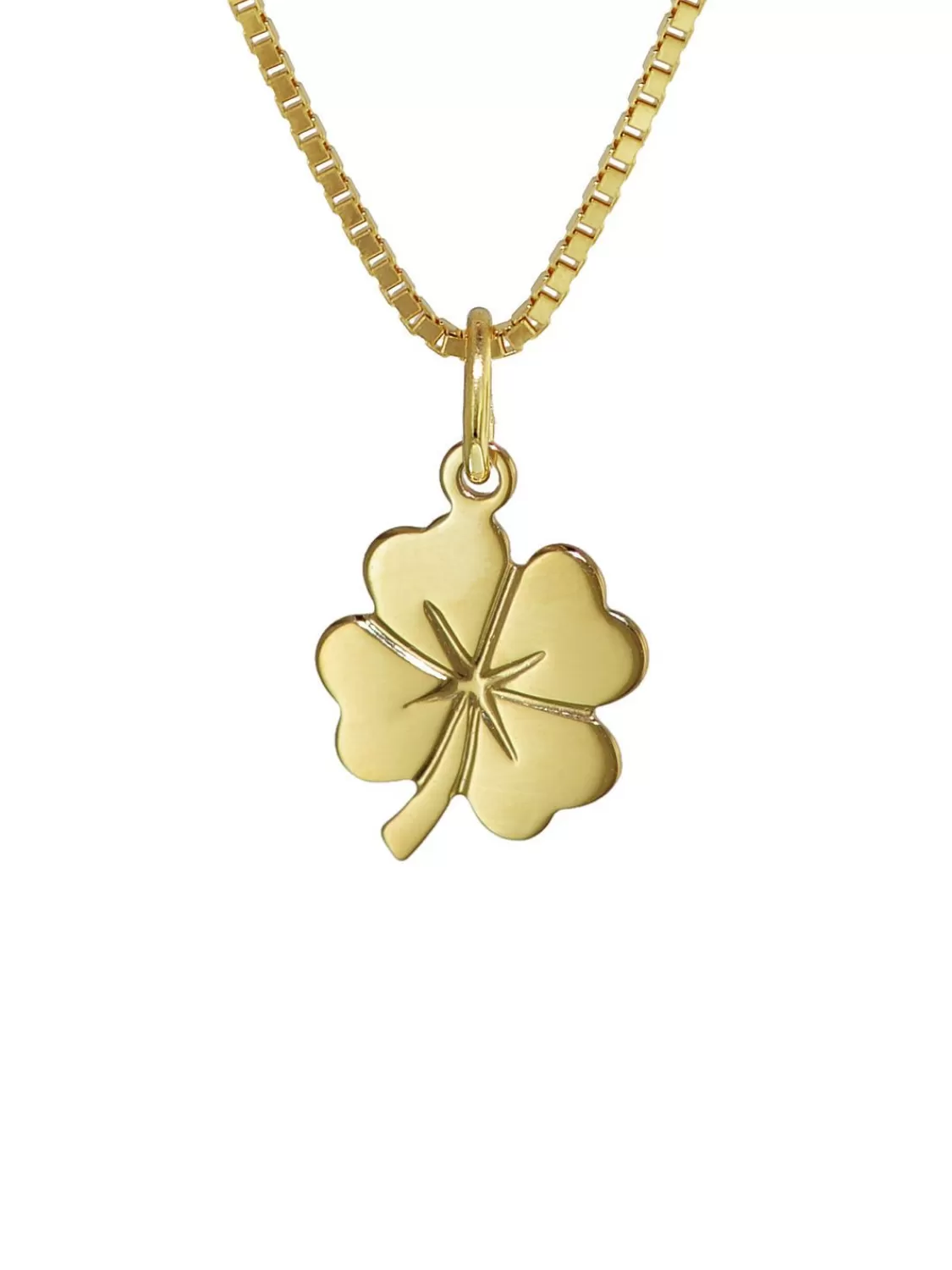 trendor Kleeblatt Anhanger Gold 333 (8 Karat) + Goldplattierte Halskette | Kinderschmuck