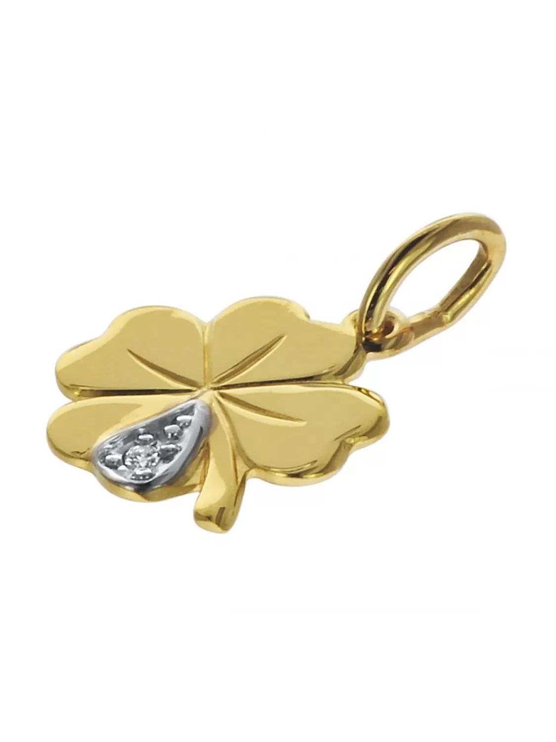 trendor Kleeblatt Anhanger Mit Diamant Gold 333 An Goldplattierter Kette | Damenschmuck