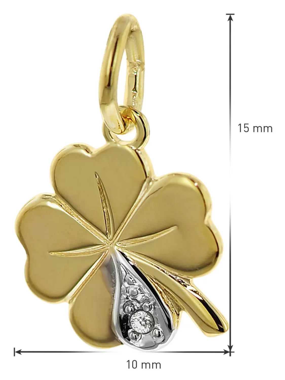 trendor Kleeblatt Anhanger Mit Diamant Gold 333 An Goldplattierter Kette | Damenschmuck