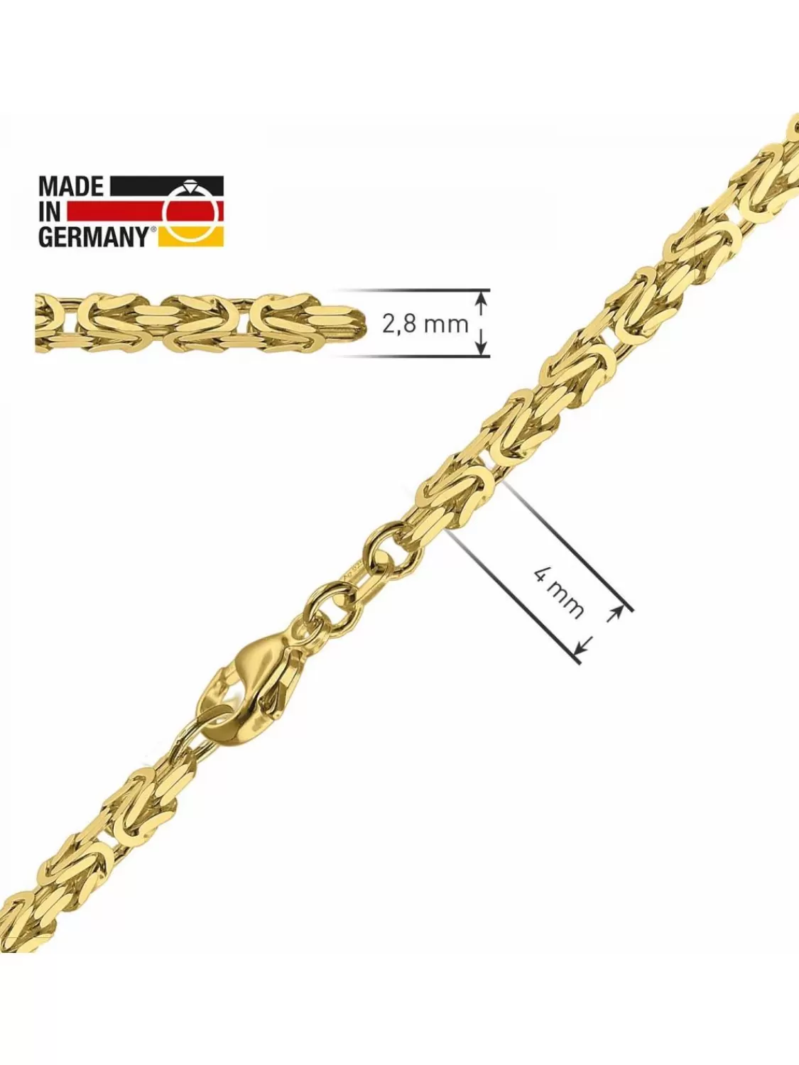 trendor Konigskette Collier Gold Auf 925 Silber 2,8 Mm Breite | Herrenschmuck