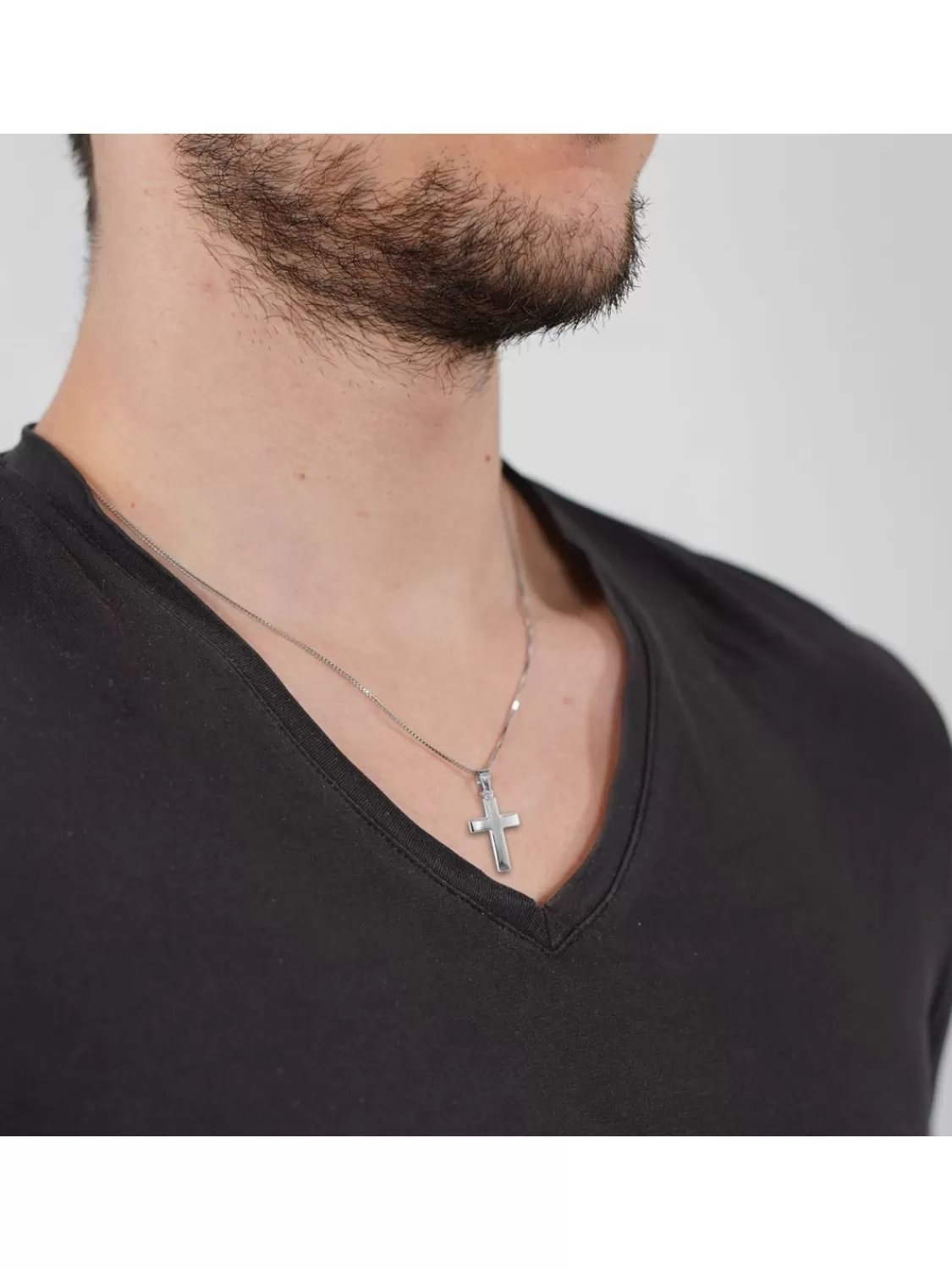 trendor Kreuz 21 Mm Weisgold 333 (8 Kt) Mit Silber-Halskette | Herrenschmuck