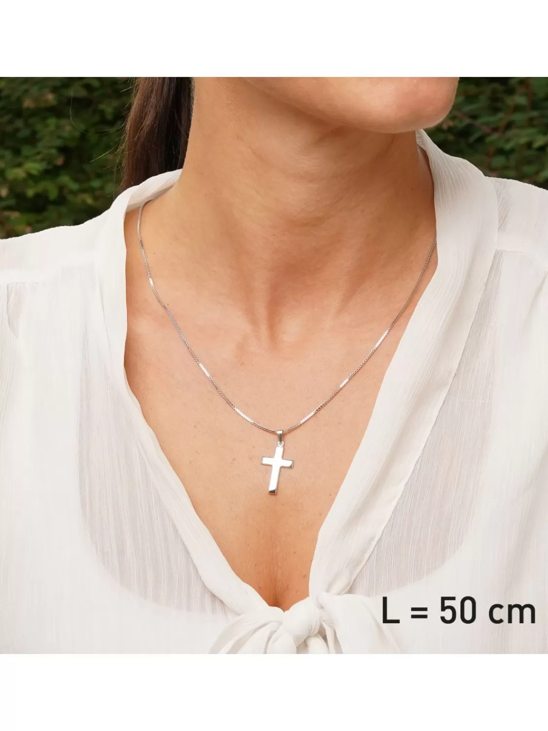 trendor Kreuz 21 Mm Weisgold 333 (8 Kt) Mit Silber-Halskette | Herrenschmuck