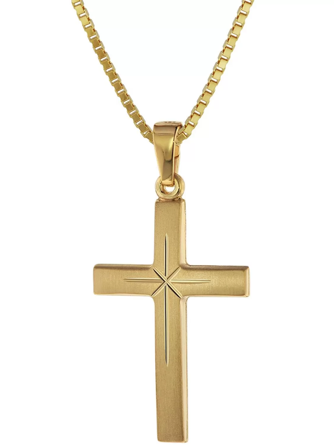 trendor Kreuz 24 Mm Gold 333 (8 Karat) An Goldplattierter Silberkette | Herrenschmuck