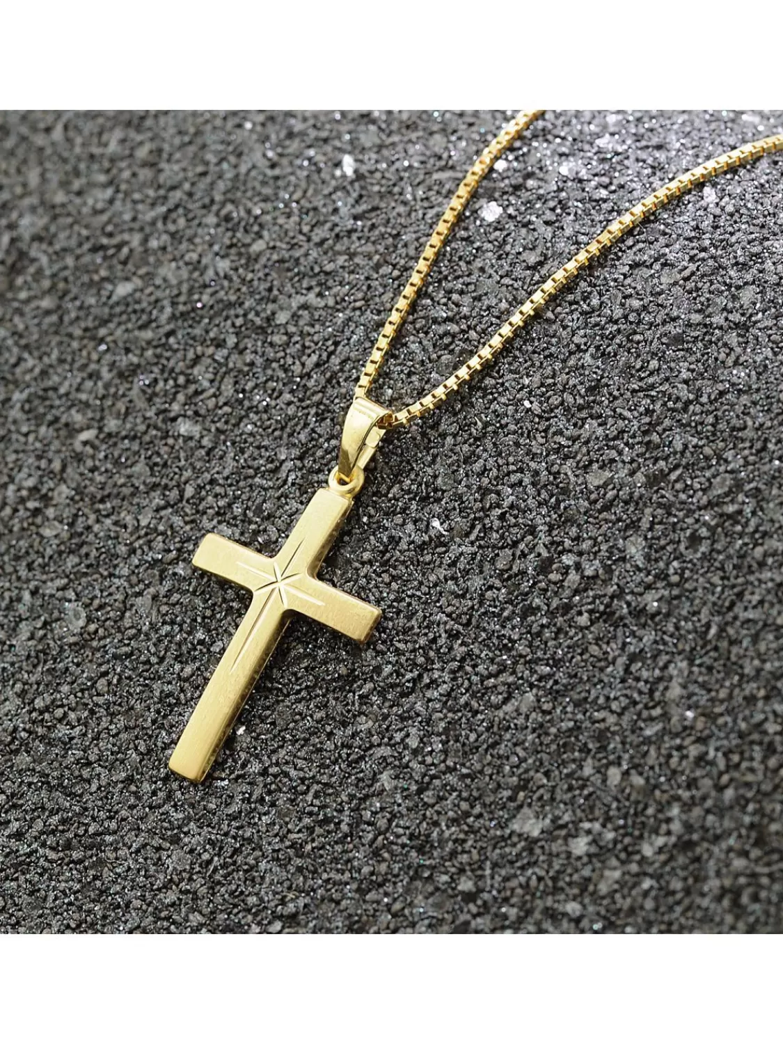 trendor Kreuz 24 Mm Gold 333 (8 Karat) An Goldplattierter Silberkette | Herrenschmuck