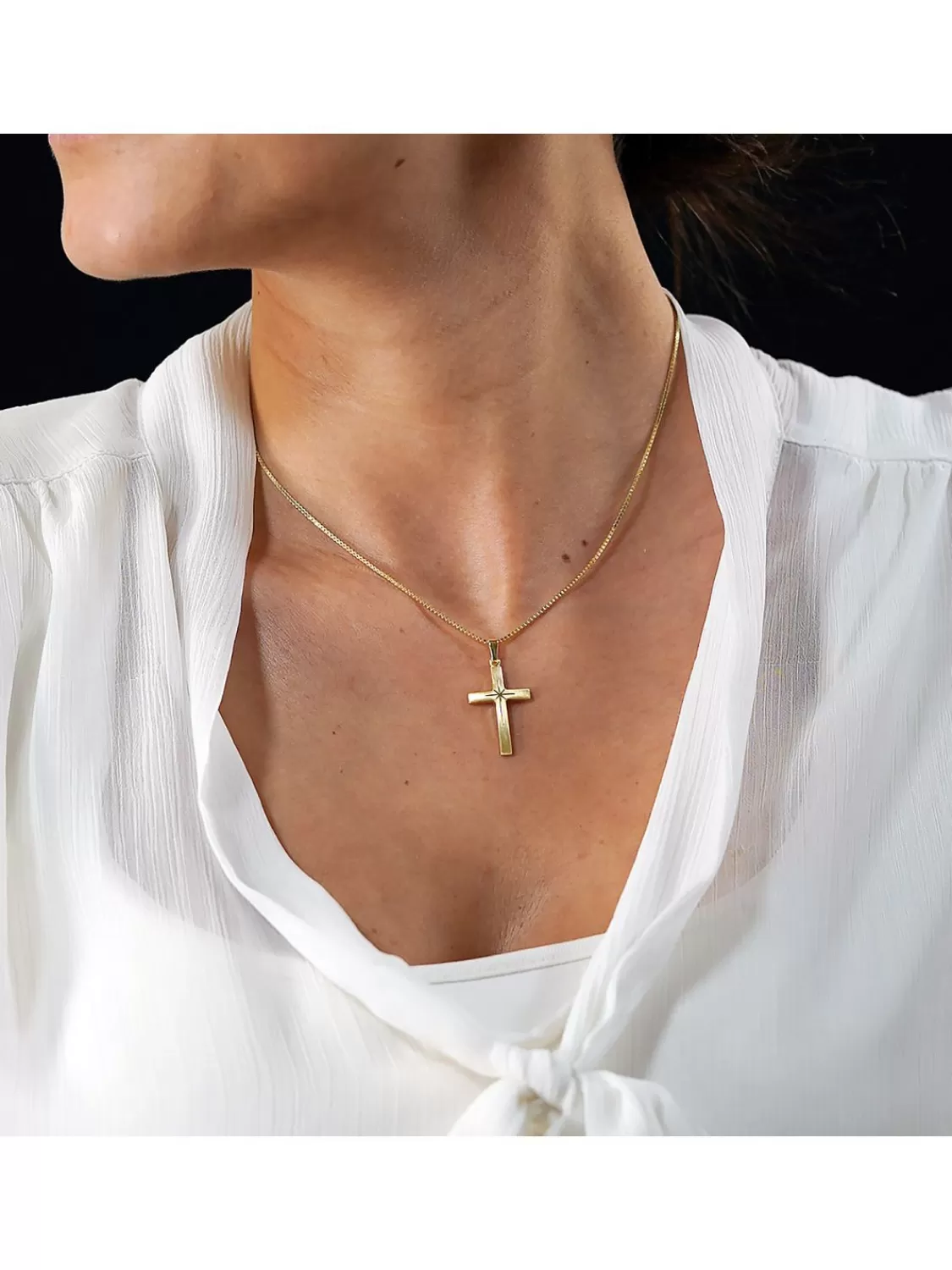 trendor Kreuz 24 Mm Gold 333 (8 Karat) An Goldplattierter Silberkette | Herrenschmuck