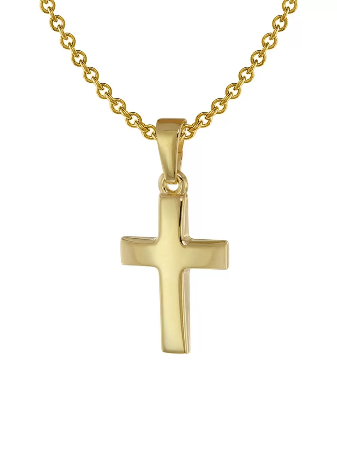 trendor Kreuz Anhanger Fur Kinder Gold 333 + Halskette Silber Vergoldet | Kinderschmuck