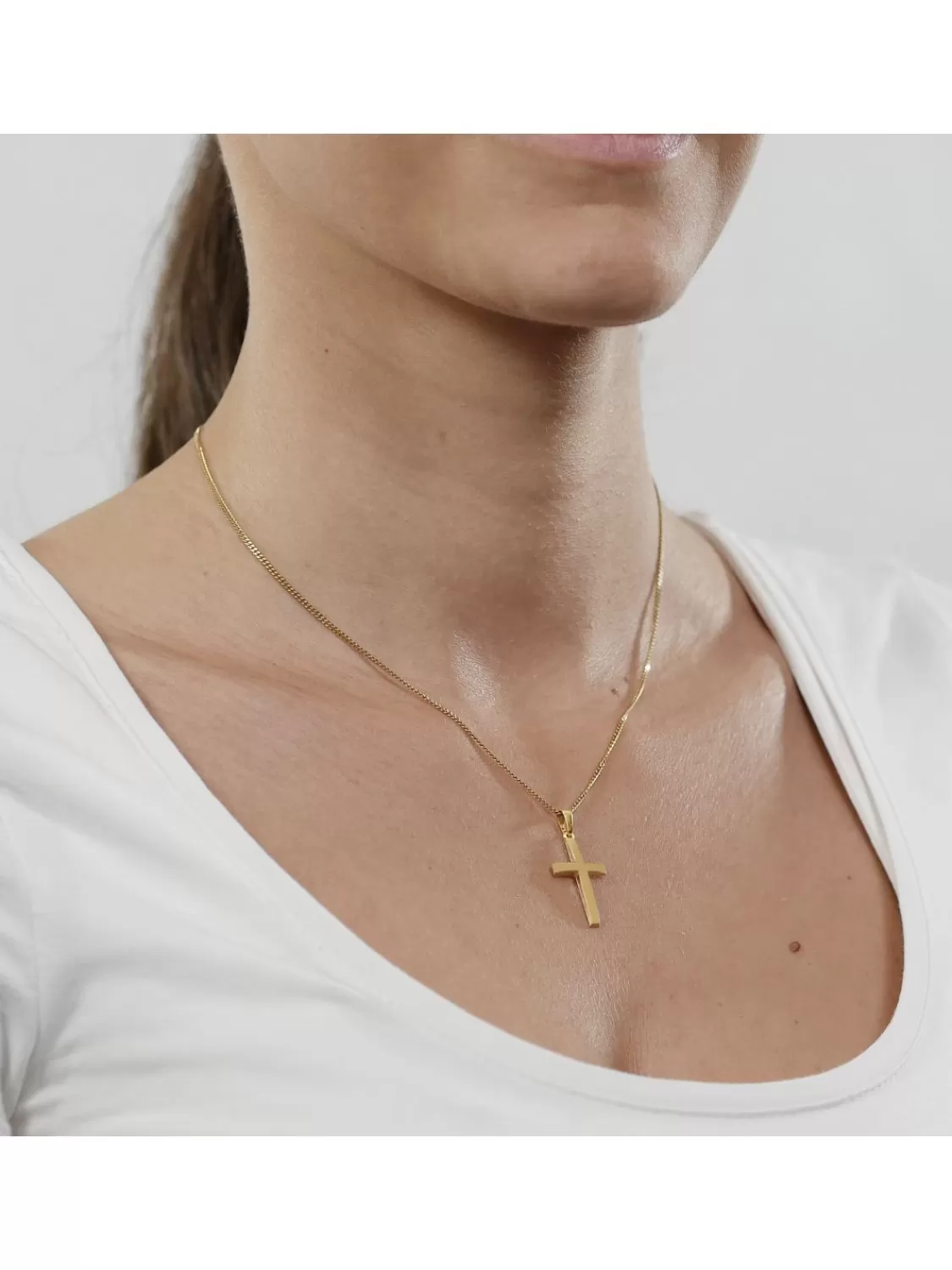 trendor Kreuz Anhanger Gold 333 (8 Karat) Mit Goldplattierter Kette | Damenschmuck