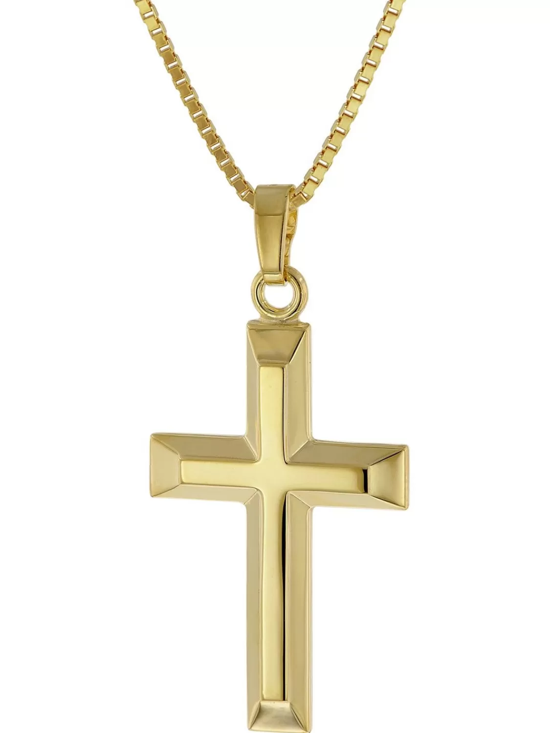 trendor Kreuz Anhanger Gold 333 / 8K Mit Goldplattierter Silberkette | Herrenschmuck