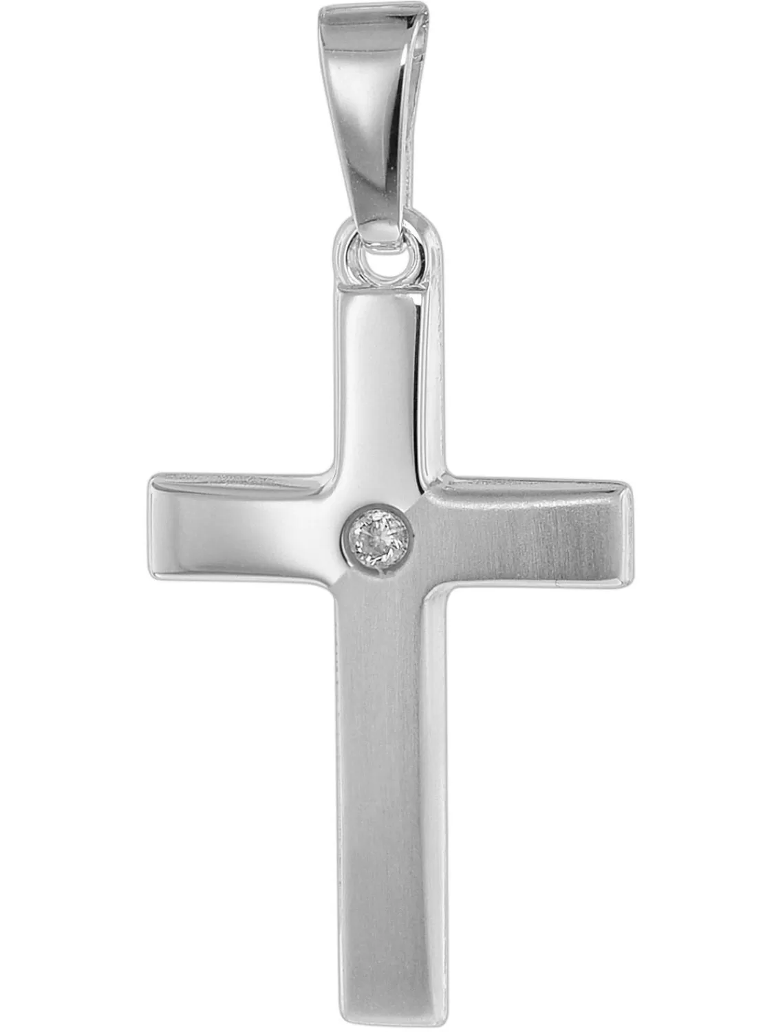 trendor Kreuz Mit Zirkonia 19 Mm Weisgold 585 / 14K | Damenschmuck
