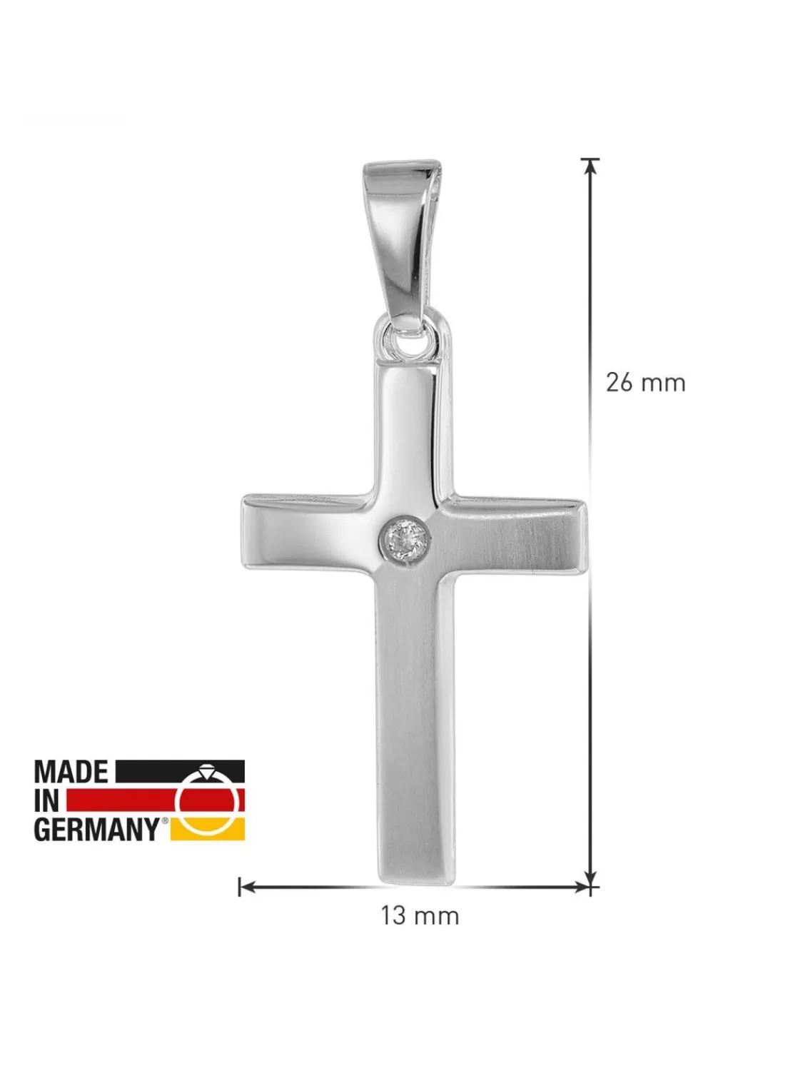 trendor Kreuz Mit Zirkonia 19 Mm Weisgold 585 / 14K | Damenschmuck