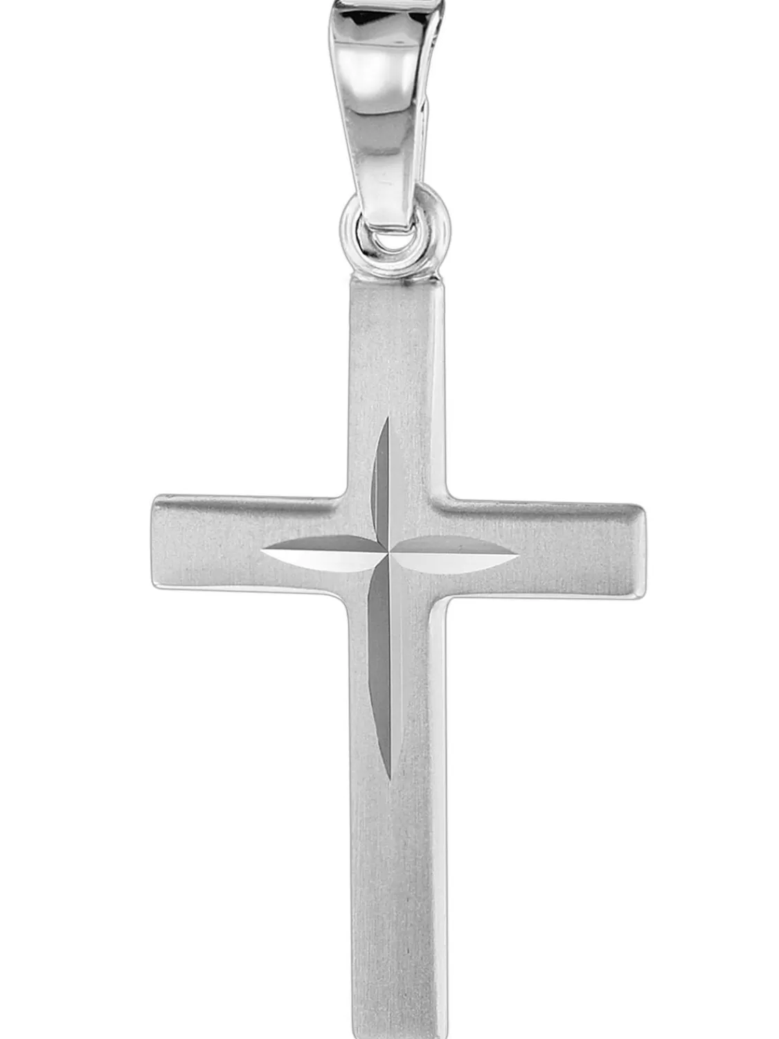 trendor Kreuz-Anhanger 18 Mm Weisgold 585 Mit Silberkette Fur Kinder | Kinderschmuck