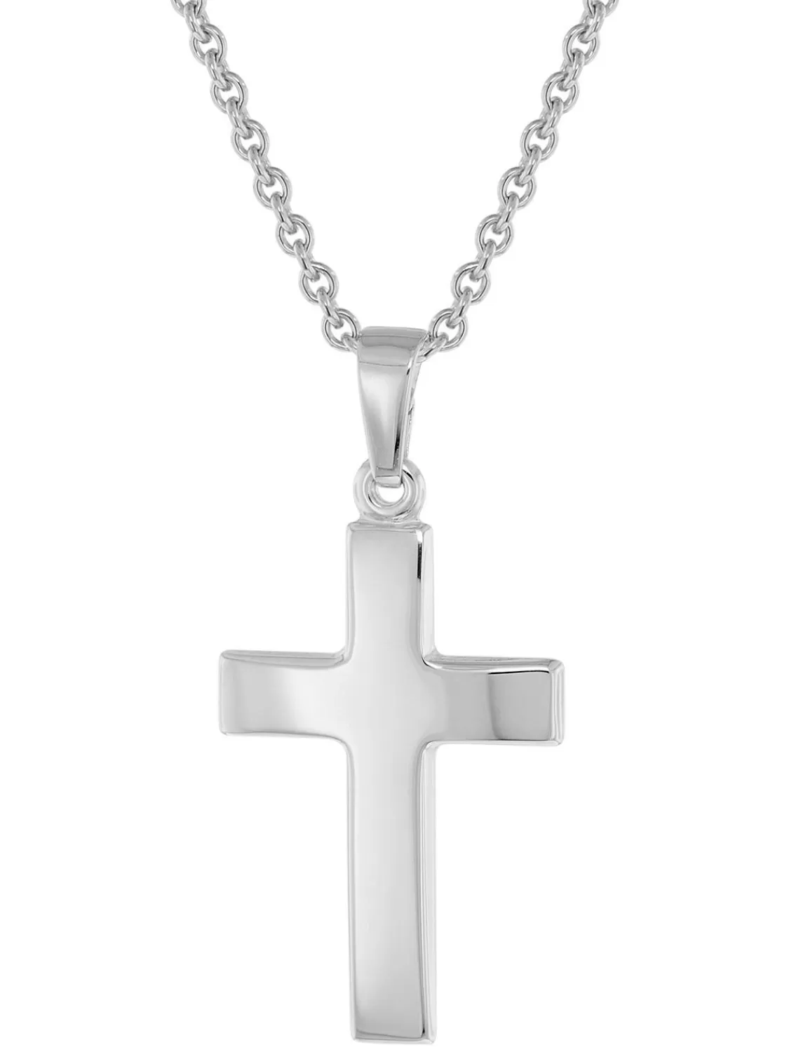 trendor Kreuz-Anhanger 21 Mm Weisgold 333 (8 Karat) Mit Silberkette | Herrenschmuck