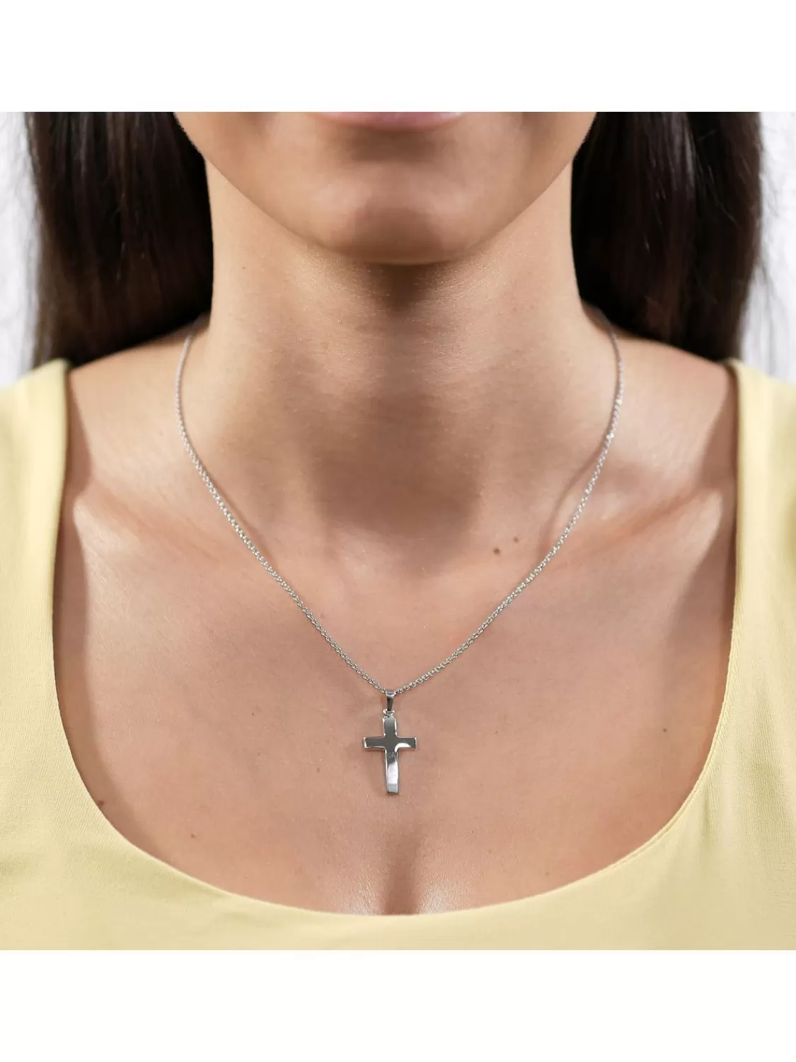trendor Kreuz-Anhanger 21 Mm Weisgold 333 (8 Karat) Mit Silberkette | Herrenschmuck