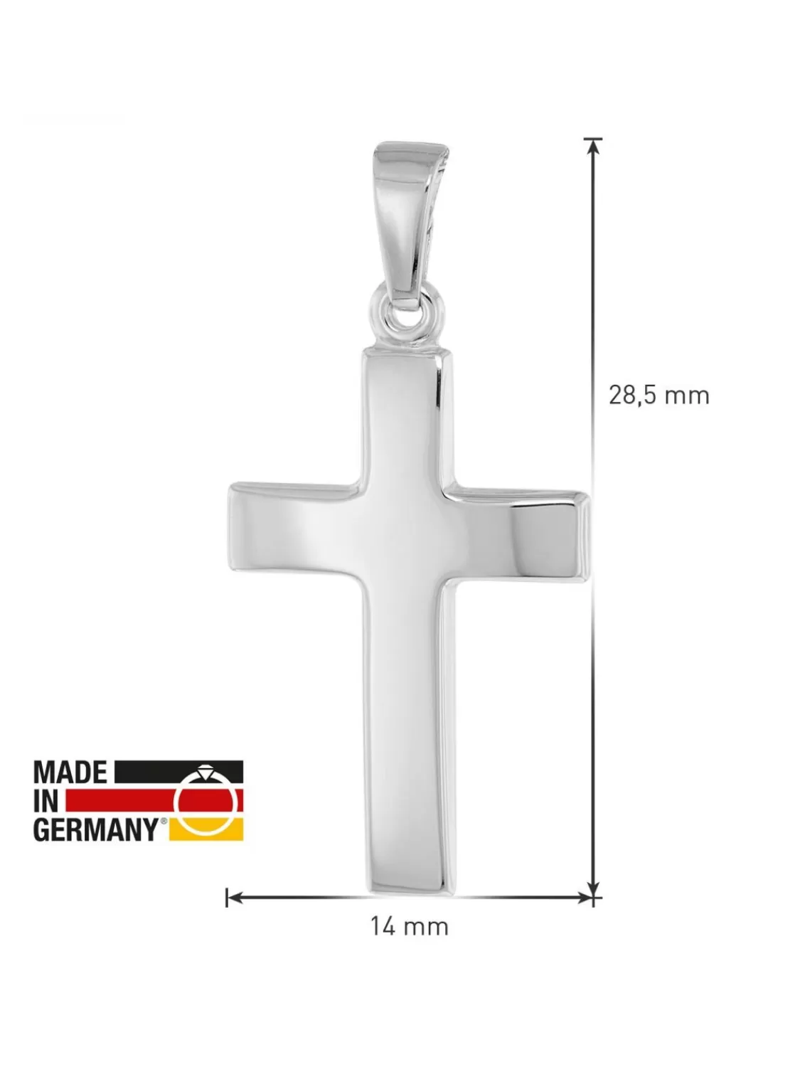 trendor Kreuz-Anhanger 21 Mm Weisgold 333 (8 Karat) Mit Silberkette | Herrenschmuck
