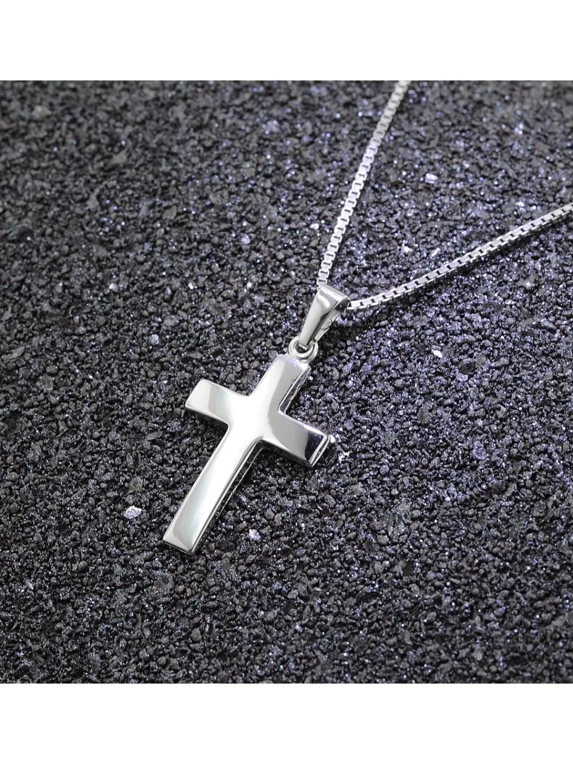 trendor Kreuz-Anhanger 21 Mm Weisgold 585 (14 Karat) Mit Silberkette | Herrenschmuck