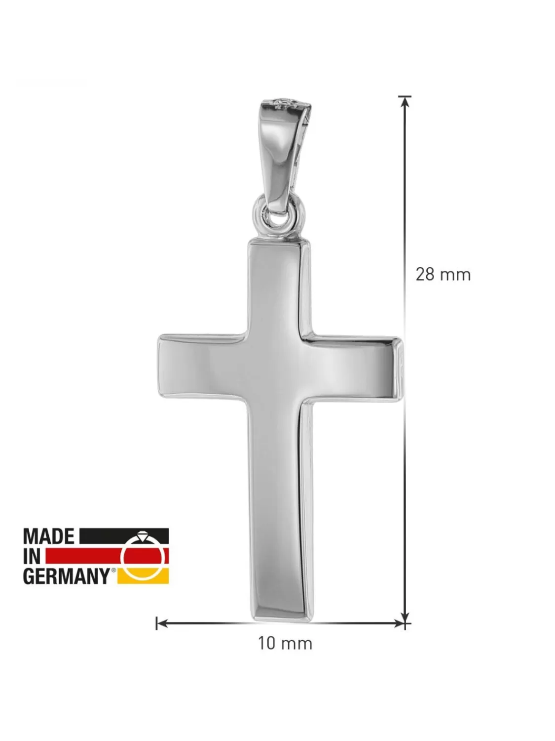 trendor Kreuz-Anhanger 21 Mm Weisgold 585 (14 Karat) Mit Silberkette | Herrenschmuck