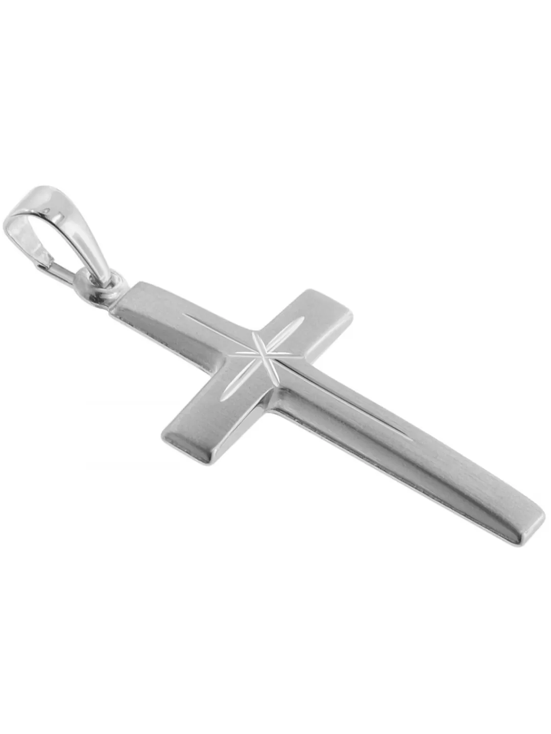 trendor Kreuz-Anhanger 24 Mm Weisgold 585 (14 Karat) Mit Silberkette | Herrenschmuck