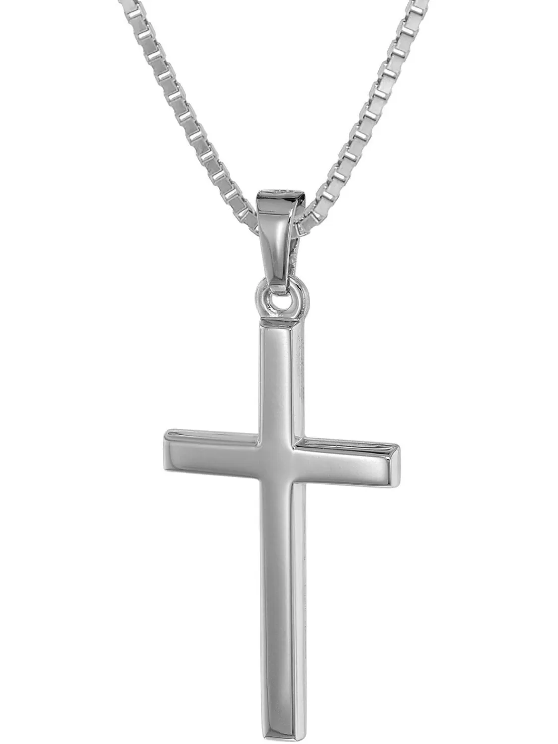 trendor Kreuz-Anhanger 25 Mm Weisgold 585 (14 Kt.) Mit Silberkette | Damenschmuck