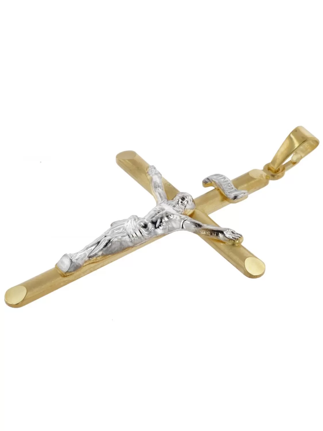 trendor Kreuz-Anhanger 333 Gold Bicolor 18 Mm + Vergoldete Silberkette | Herrenschmuck