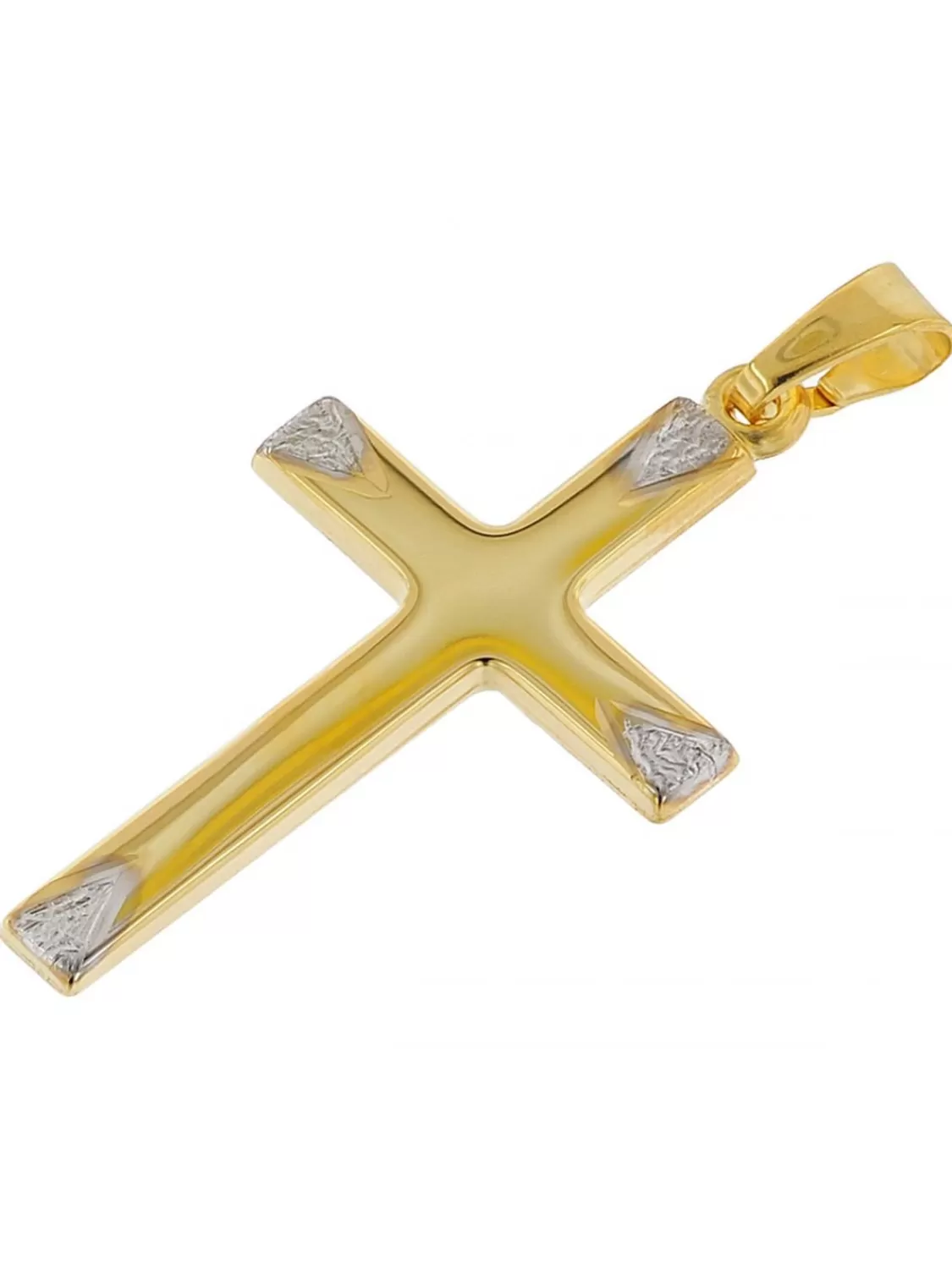 trendor Kreuz-Anhanger Bicolor Gold 585/14K Mit Vergoldeter Silberkette | Damenschmuck
