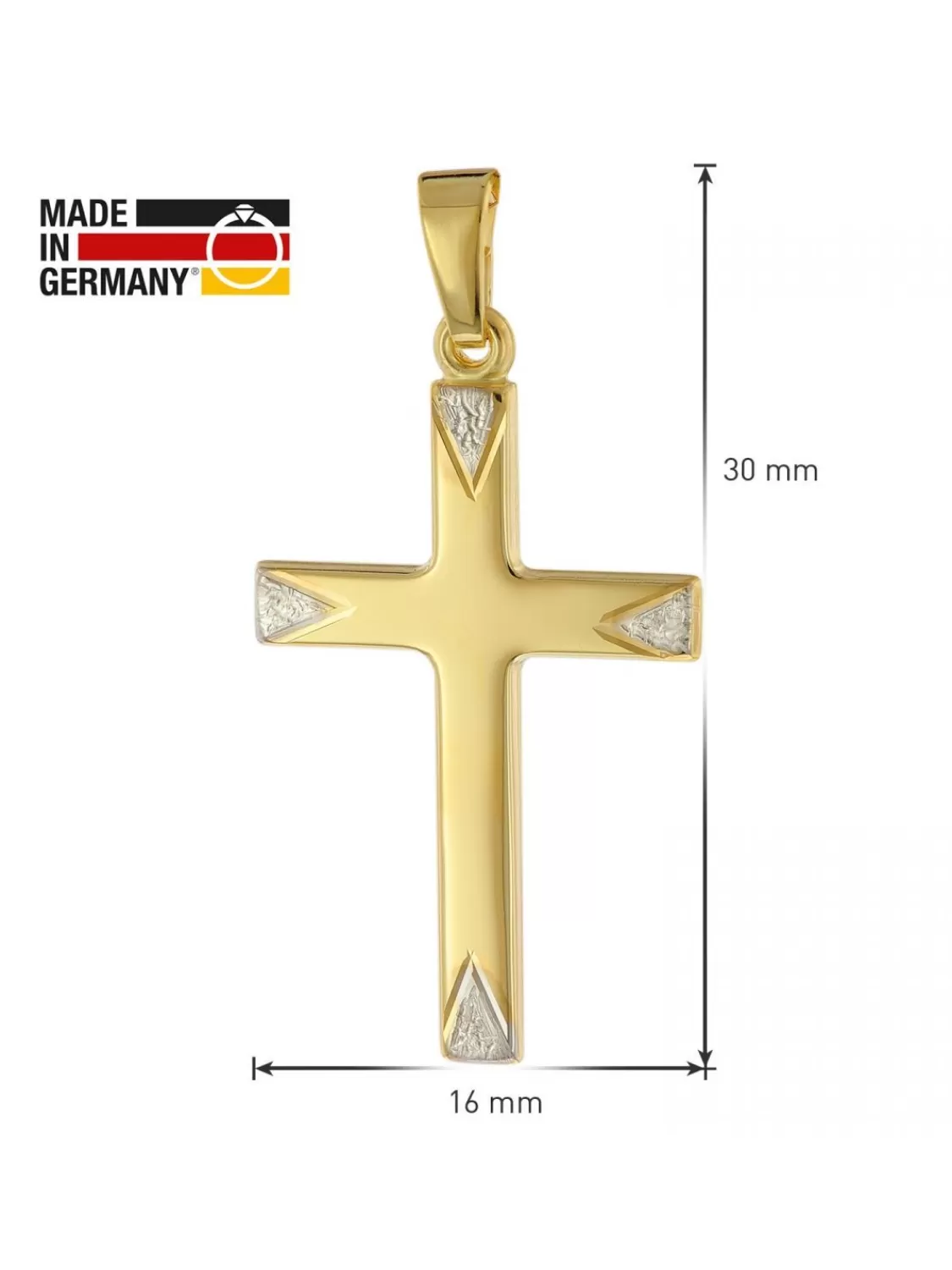 trendor Kreuz-Anhanger Bicolor Gold 585/14K Mit Vergoldeter Silberkette | Damenschmuck