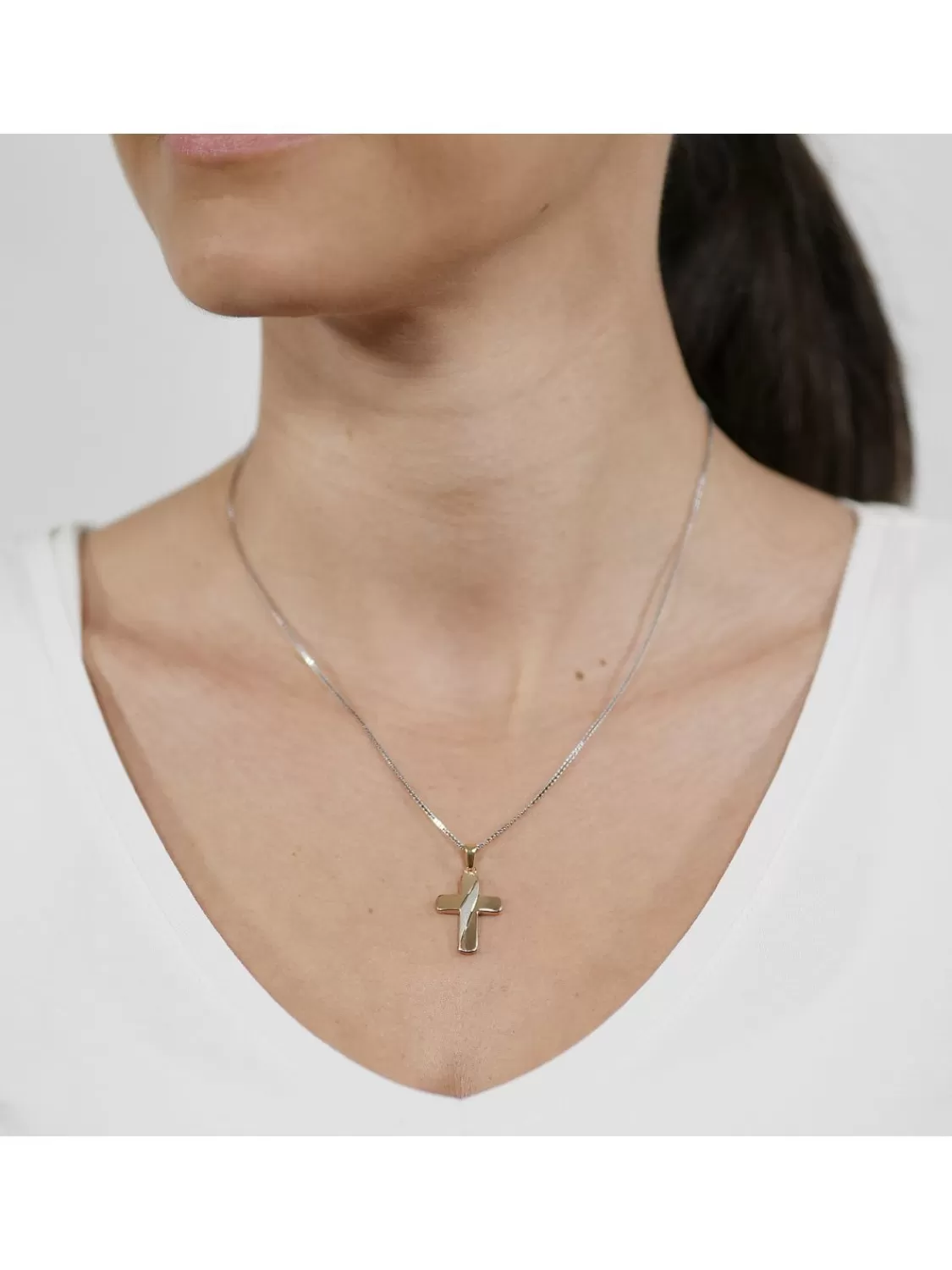 trendor Kreuz-Anhanger Bicolor Mit Silberkette | Herrenschmuck