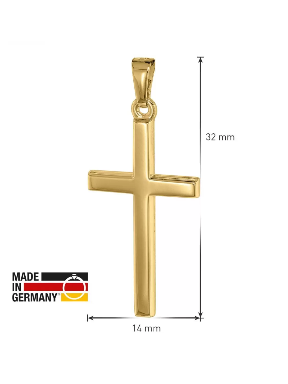 trendor Kreuz-Anhanger Fur Herren 25 Mm Gold 585 / 14K | Herrenschmuck