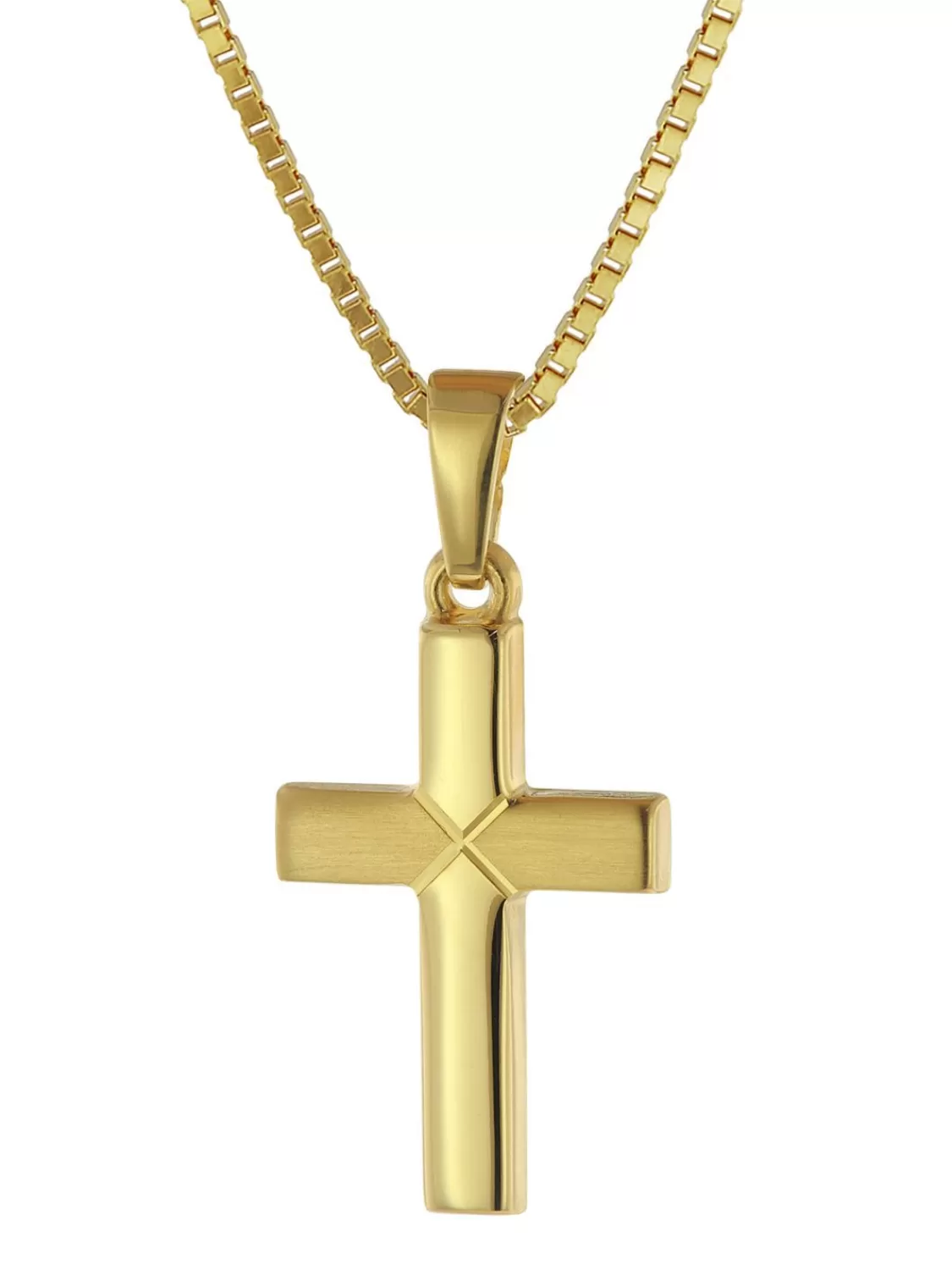 trendor Kreuz-Anhanger Fur Kinder Gold 333 Mit Goldplattierter Halskette | Kinderschmuck