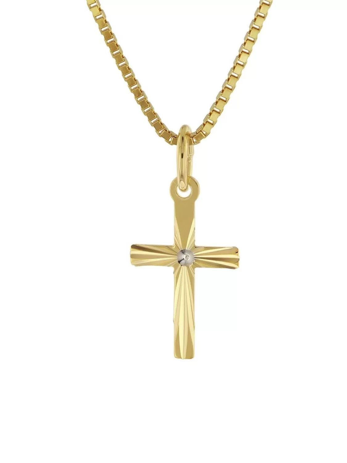 trendor Kreuz-Anhanger Fur Kinder Gold 585 Mit Vergoldeter Silberkette | Kinderschmuck