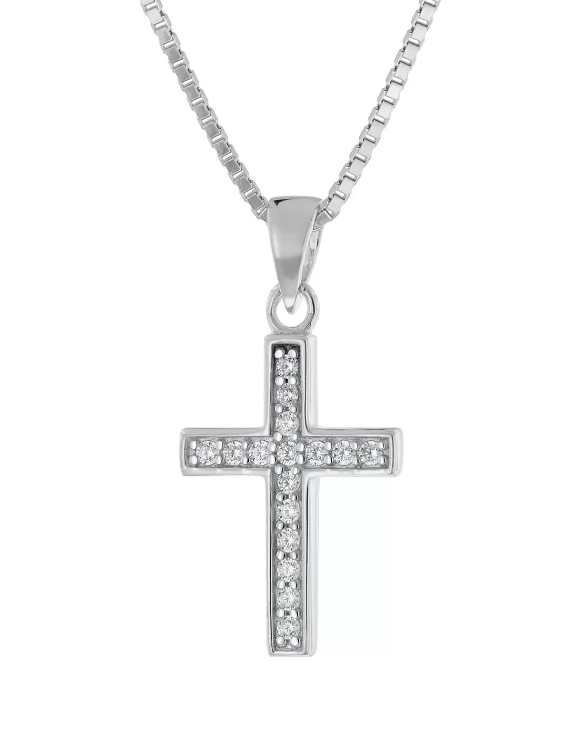 trendor Kreuz-Anhanger Fur Madchen Weisgold 585 / 14K An Silberkette | Kinderschmuck