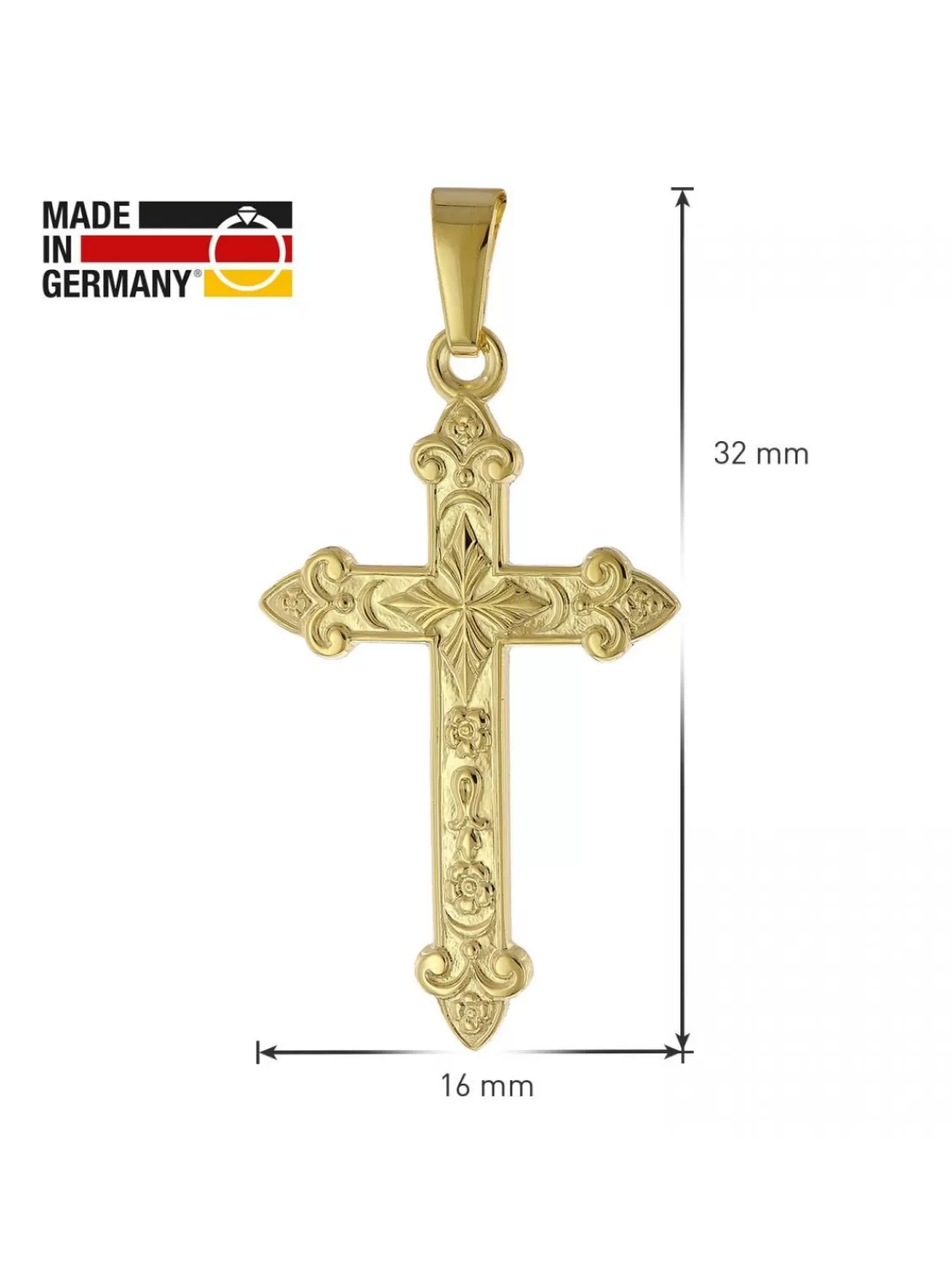 trendor Kreuz-Anhanger Gold 585 (14 Karat) 32 X 16 Mm | Herrenschmuck