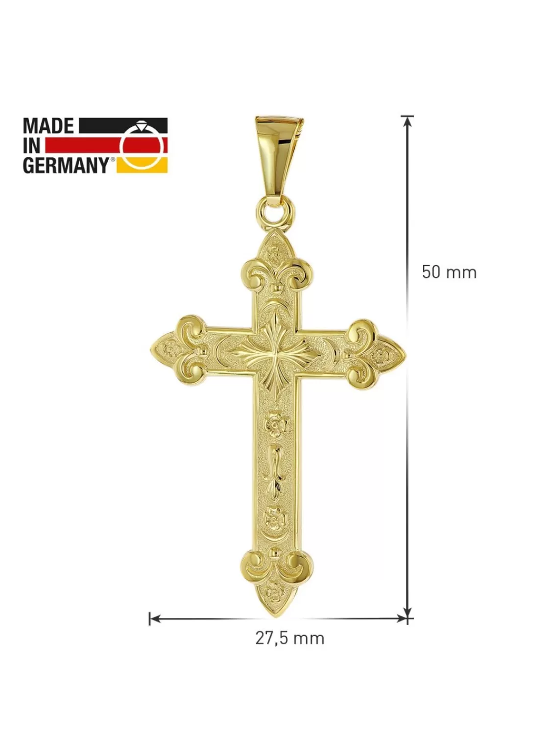 trendor Kreuz-Anhanger Gold 585 (14 Karat) 40 X 27 Mm | Herrenschmuck