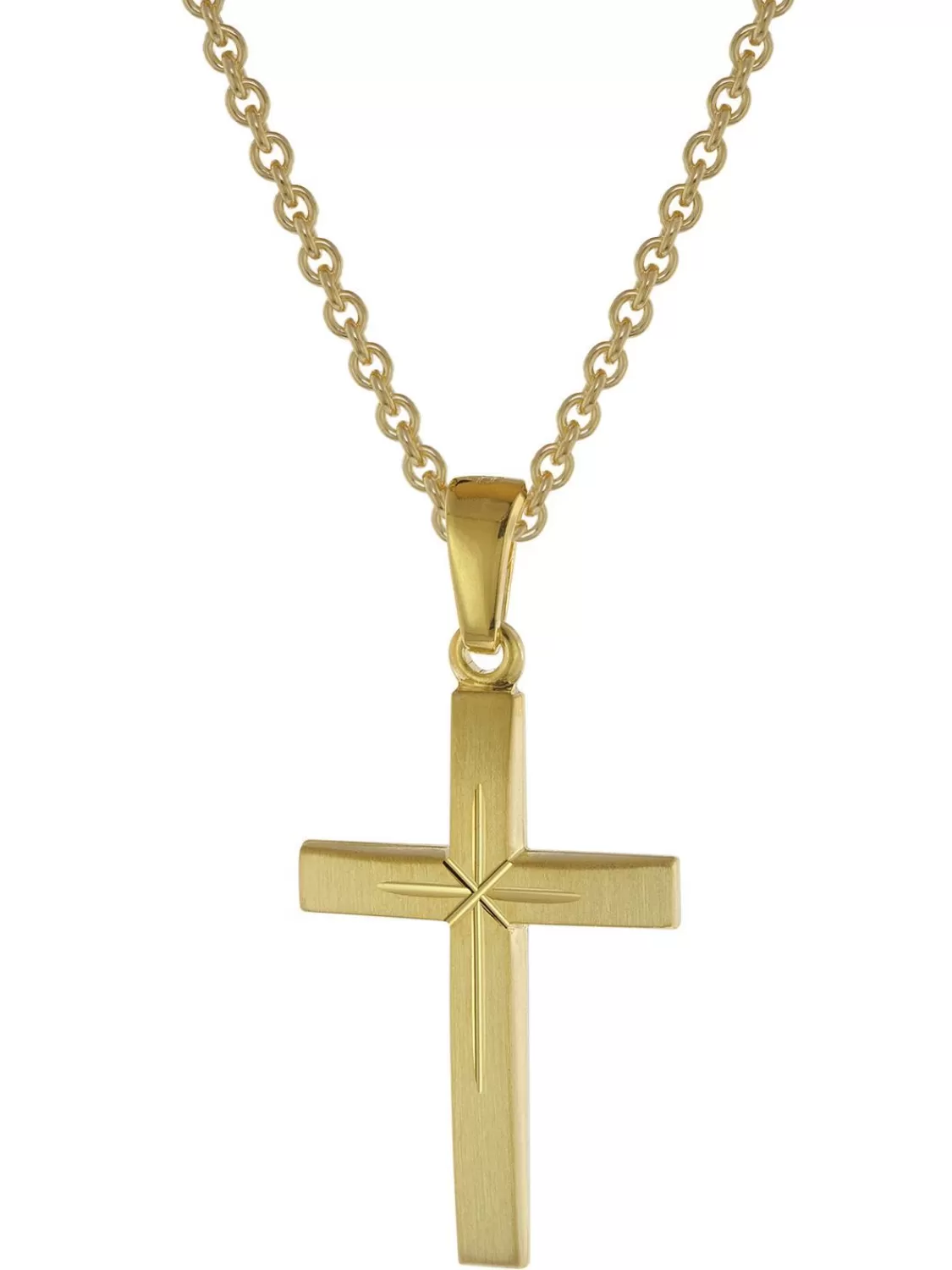 trendor Kreuz-Anhanger Mit Kette Gold Auf Silber Fur Damen Und Herren | Herrenschmuck