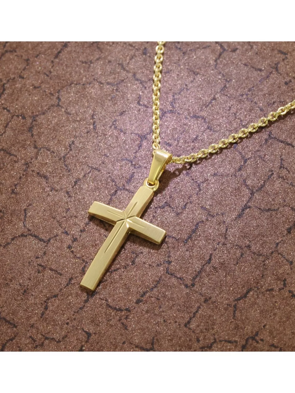trendor Kreuz-Anhanger Mit Kette Gold Auf Silber Fur Damen Und Herren | Herrenschmuck