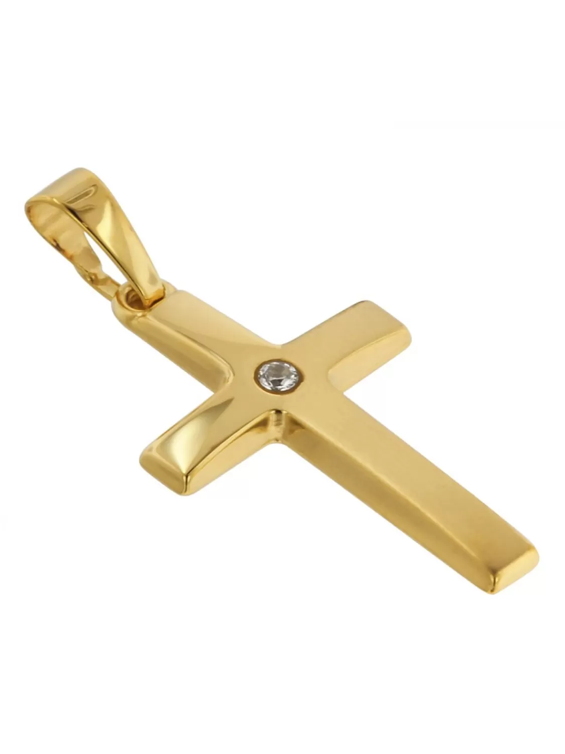 trendor Kreuz-Anhanger Mit Zirkonia 19 Mm Gelbgold 750 / 18K | Damenschmuck