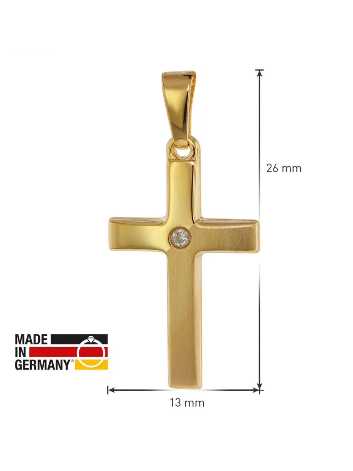 trendor Kreuz-Anhanger Mit Zirkonia 19 Mm Gelbgold 750 / 18K | Damenschmuck